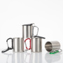 200ml 300ml Outdoor Camping Travel Portable Stainless Steel Coffee Cup Double Walled Carabiner Mug with Handle