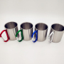 200ml 300ml Outdoor Camping Travel Portable Stainless Steel Coffee Cup Double Walled Carabiner Mug with Handle