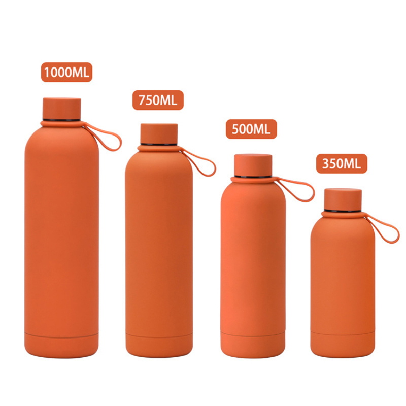Custom 500ml 750ml 1000ml Leakproof Camping Thermal Bottle Vacuum Stainless Steel Rubber Paint Insulated Water Bottles With Lid