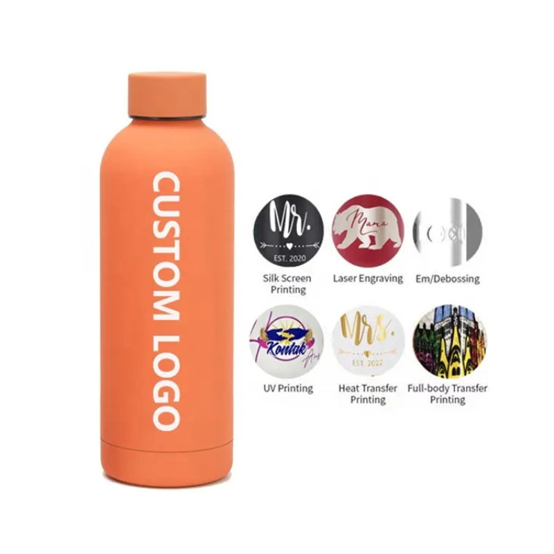 Custom 500ml 750ml 1000ml Leakproof Camping Thermal Bottle Vacuum Stainless Steel Rubber Paint Insulated Water Bottles With Lid