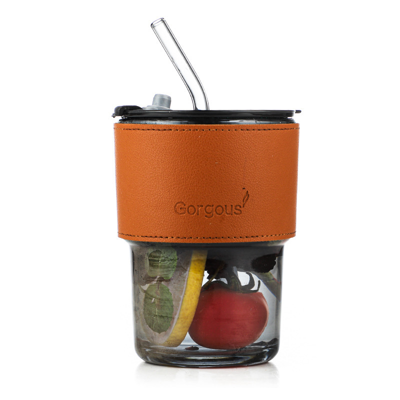 Nordic Ins Custom 400ml clear Blank Drinking Tumbler Reusable Travel Coffee Glass Mug Cup with Straw/lid