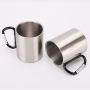 Wholesale High Quality 220ml 300ml Portable Travel Camping Mug Stainless Steel Insulated Personalized Mini Mug With Carabiner