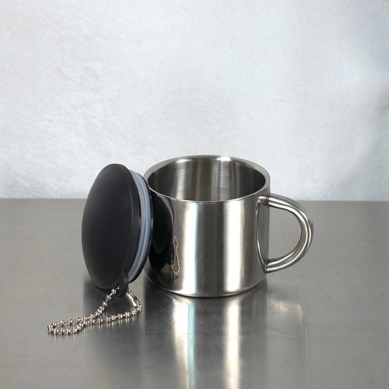 Wholesale Customized Mug Camping Accessories Stainless Steel Carabiner Cups With Handle Lid for Hiking Camping Coffee