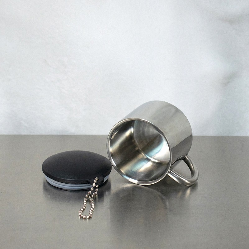 Wholesale Customized Mug Camping Accessories Stainless Steel Carabiner Cups With Handle Lid for Hiking Camping Coffee