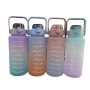 Outdoor Large Capacity Gradient Color Time Marker 2000ml Sport Water Bottle with Straw and Handle