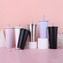 Hot Sale Stainless Steel Travel Mug Cup with Straw, Custom Double Wall Straw Drinking Tumbler 500ml 750ml