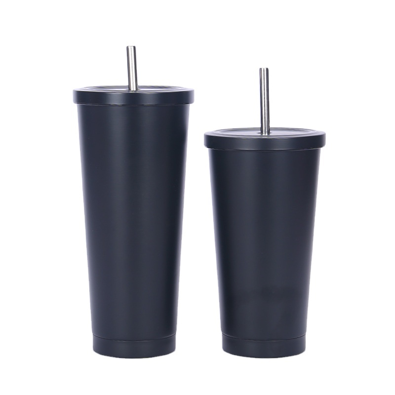 Hot Sale Stainless Steel Travel Mug Cup with Straw, Custom Double Wall Straw Drinking Tumbler 500ml 750ml