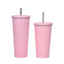 Hot Sale Stainless Steel Travel Mug Cup with Straw, Custom Double Wall Straw Drinking Tumbler 500ml 750ml