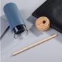 Promotional Reusable 500ml Straw Glass Dinking Water Bottle Tumbler With Silicone Sleeve  Glass Tumbler Cup With Bamboo Lid