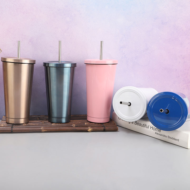 Factory Wholesale Custom Stainless Steel Coffee Mugs Cup with Straw Vacuum Mug Tumbler with Straw