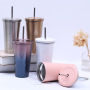 Factory Wholesale Custom Stainless Steel Coffee Mugs Cup with Straw Vacuum Mug Tumbler with Straw