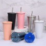 Factory Wholesale Custom Stainless Steel Coffee Mugs Cup with Straw Vacuum Mug Tumbler with Straw