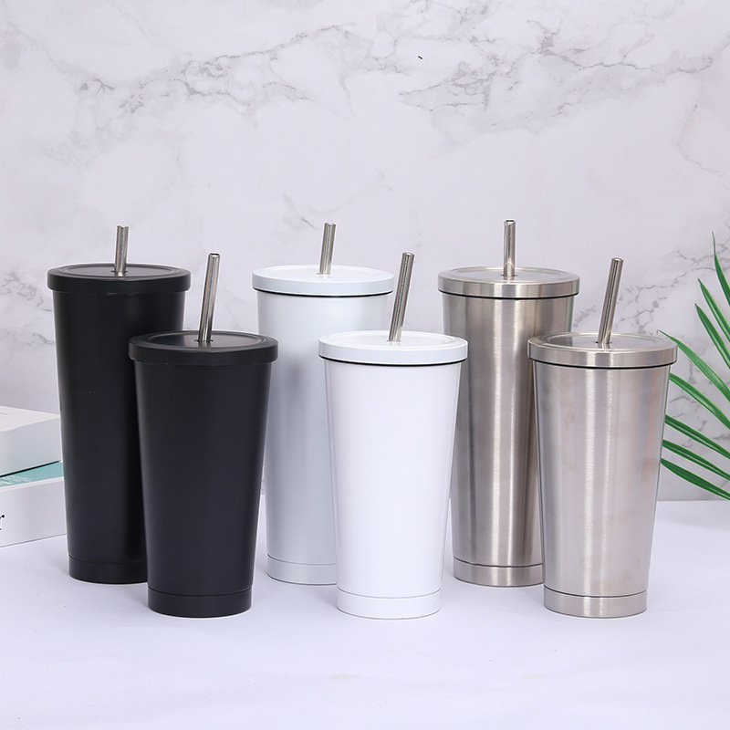 Factory Wholesale Custom Stainless Steel Coffee Mugs Cup with Straw Vacuum Mug Tumbler with Straw