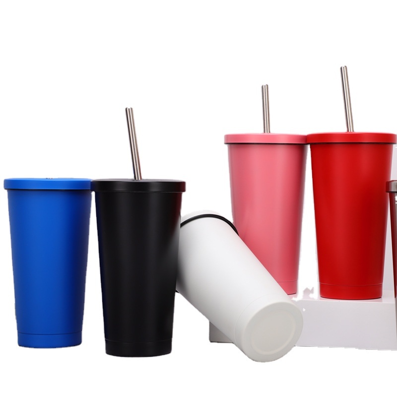Factory Wholesale Custom Stainless Steel Coffee Mugs Cup with Straw Vacuum Mug Tumbler with Straw