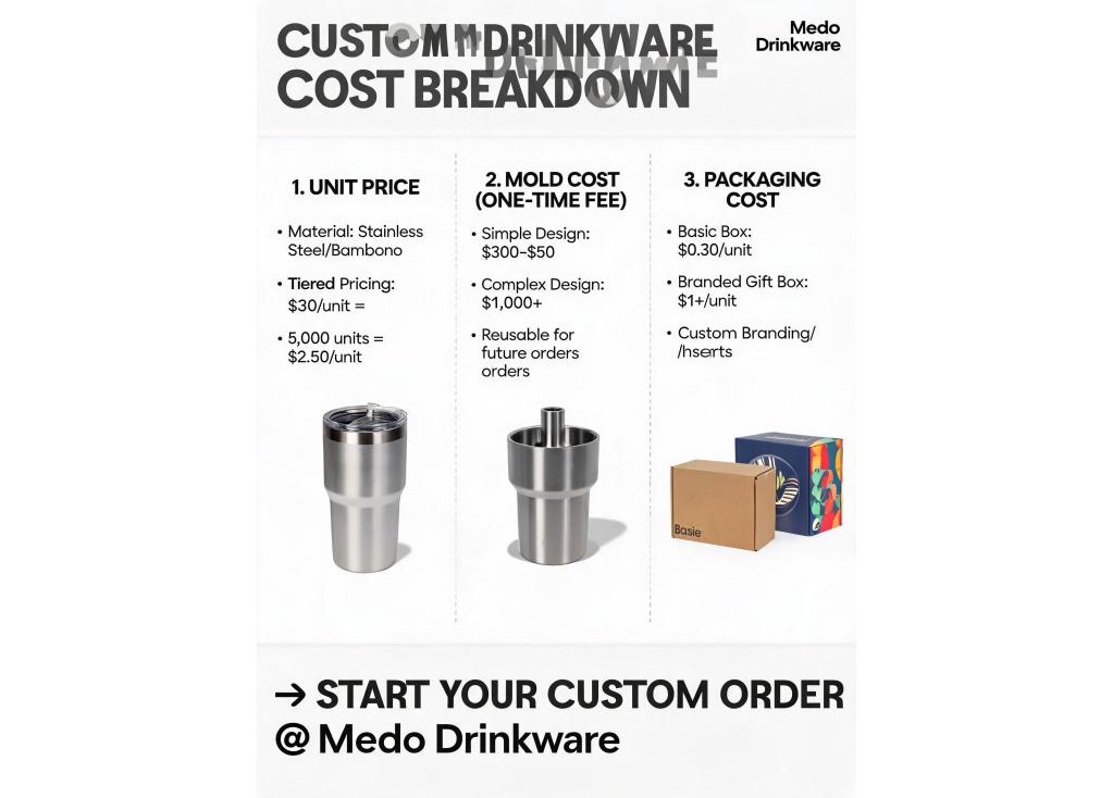 What is the complete cost breakdown for a custom OEM order, including unit price, mold cost, and packaging?