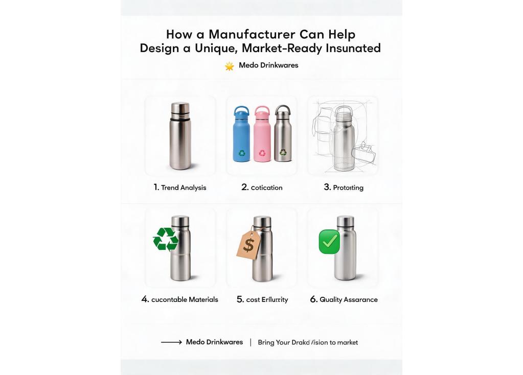 How can a manufacturer assist in designing a unique, market-ready insulated flask based on current consumer preferences?