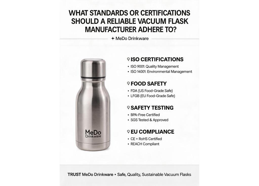 What standards or certifications should a reliable vacuum flask manufacturer adhere to?