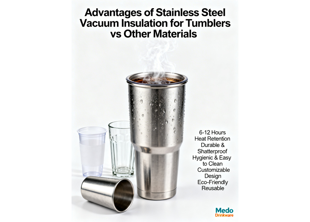 What are the advantages of stainless steel vacuum insulation compared to other materials for tumblers?