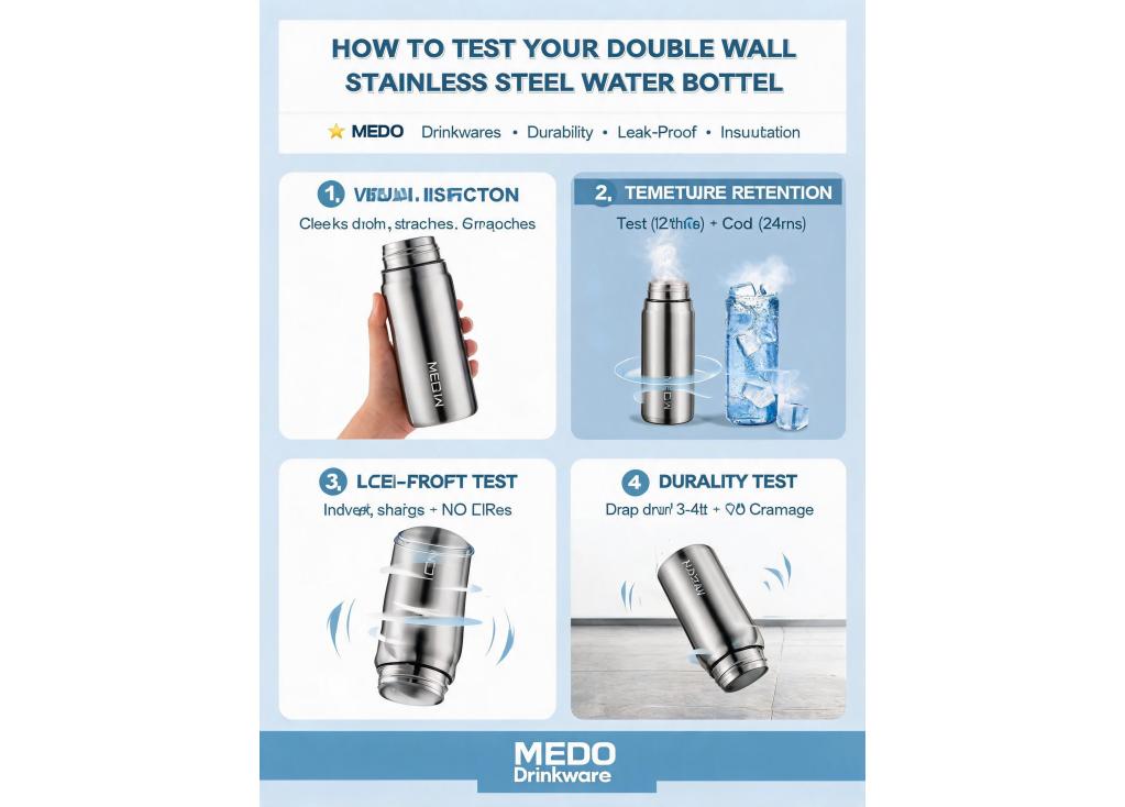 How can I verify the durability and leak-proof performance of a double wall stainless steel water bottle?