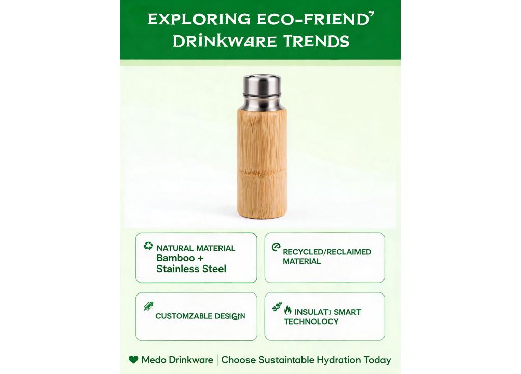 What are the latest trends in eco-friendly drinkware, such as bamboo shell stainless steel bottles?