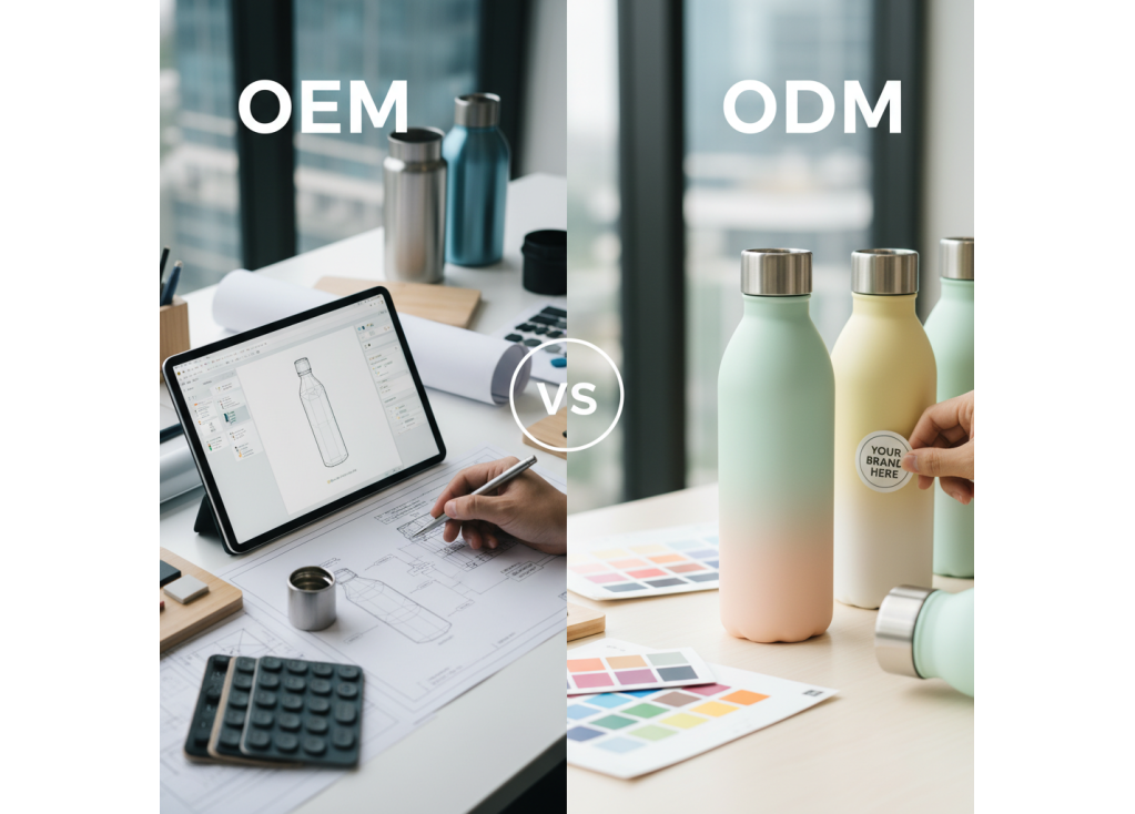 What are the key differences between OEM and ODM services for insulated bottles?