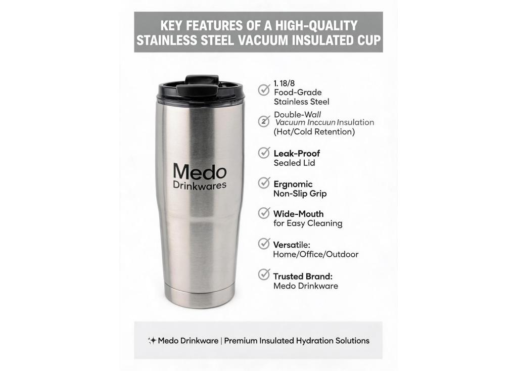 What are the key features to look for in a high-quality stainless steel vacuum insulated cup?