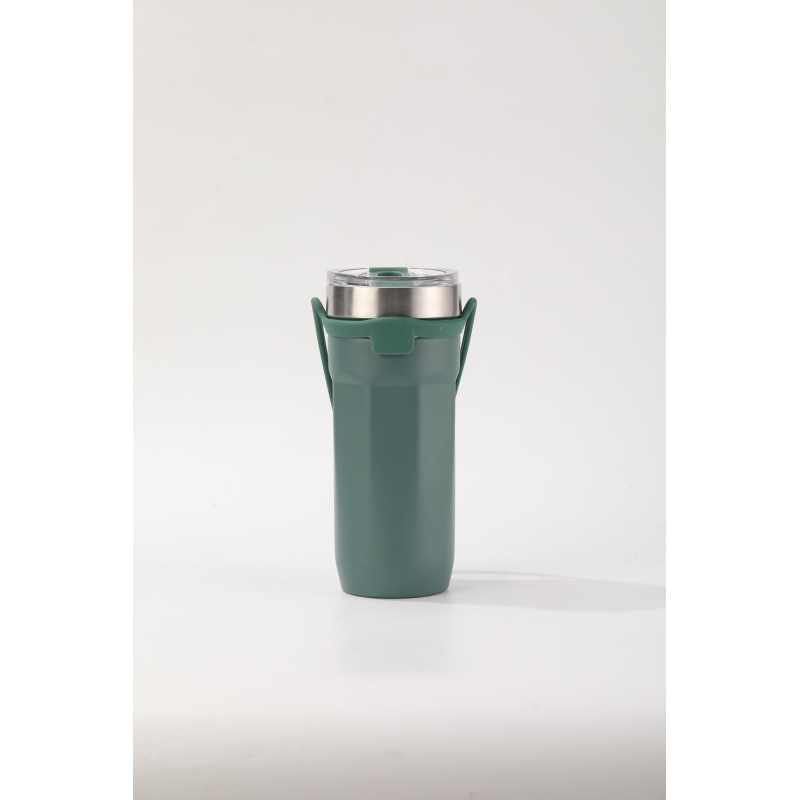 rhombus Double-wall ceramic straw coffee bottle insulated car water cup with tea