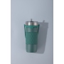 Double-wall ceramic straw coffee bottle insulated car water cup with tea-infused suction tube vacuum cup