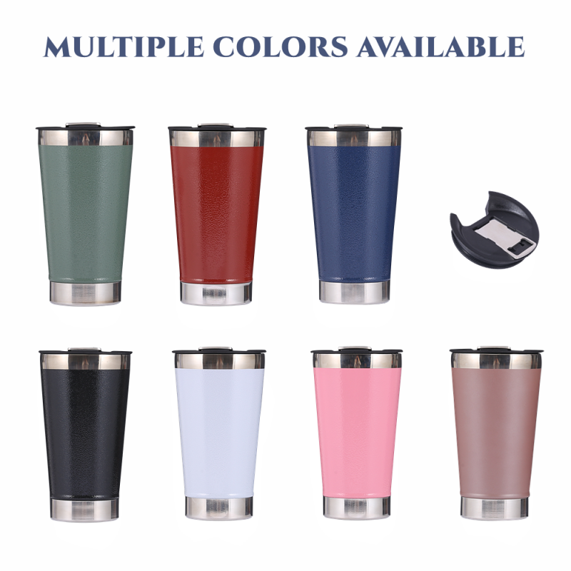 Wholesale Stainless Steel 16oz Brazil Beer Mug High Light Powder Coated Double Walled Beer Cold Cup With Opener