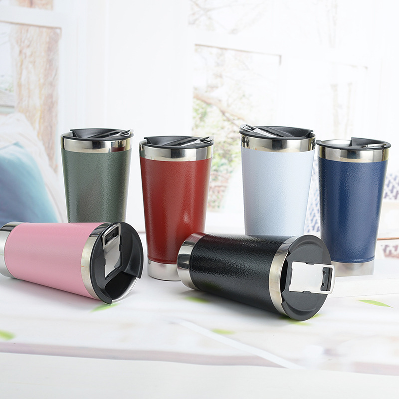 Wholesale Stainless Steel 16oz Brazil Beer Mug High Light Powder Coated Double Walled Beer Cold Cup With Opener