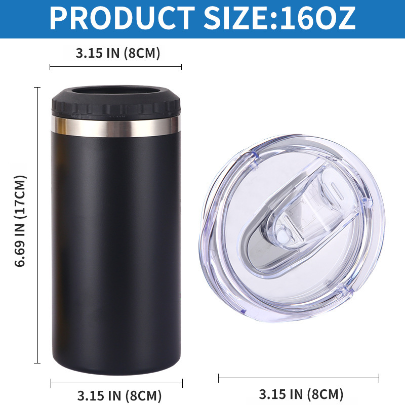 Wholesale Products Stainless Steel 16OZ Skinny Slim Double Wall Tumbler Wine Bottle Insulated Beer Can Cooler