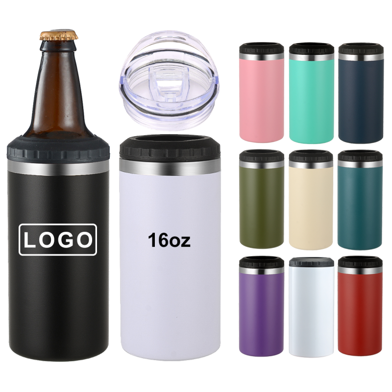Wholesale Products Stainless Steel 16OZ Skinny Slim Double Wall Tumbler Wine Bottle Insulated Beer Can Cooler