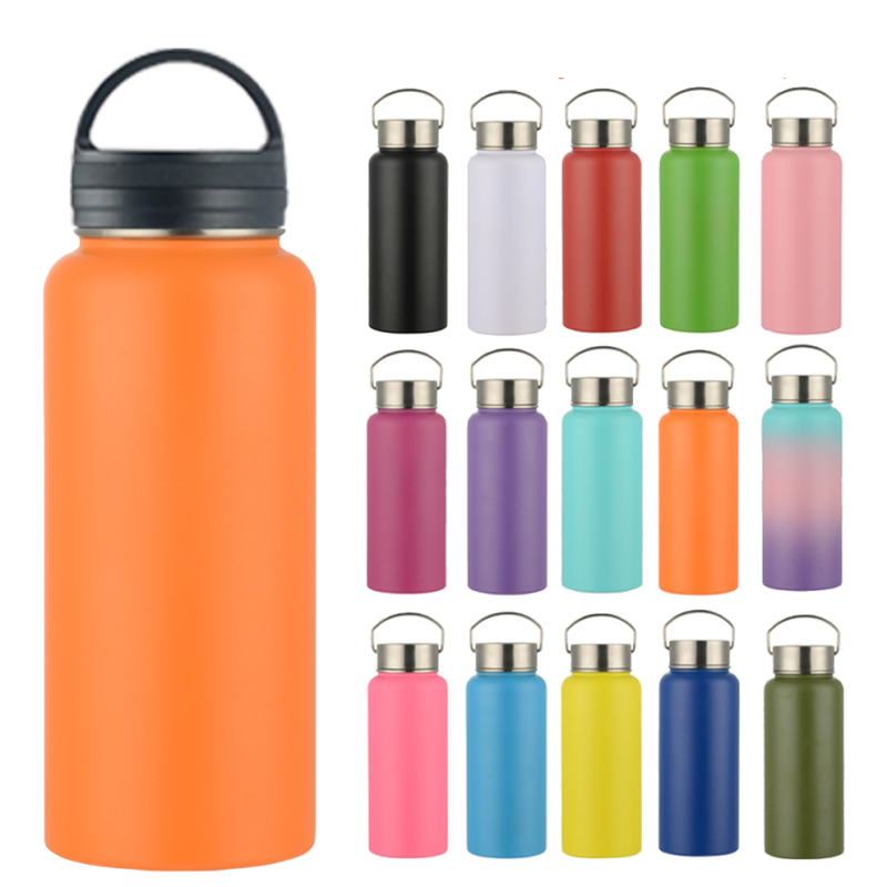 Custom 32oz 40oz Insulated Vacuum Flasks Thermos Double Wall Stainless Steel Sports Gym Water Bottle with Straw