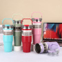 New Arrival 30oz Stainless Steel Tumblers Insulated Vacuum Double Walled Coffee Mugs with Straw clear Lid