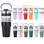 New Arrival 30oz Stainless Steel Tumblers Insulated Vacuum Double Walled Coffee Mugs with Straw clear Lid