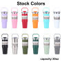 New Arrival 30oz Stainless Steel Tumblers Insulated Vacuum Double Walled Coffee Mugs with Straw clear Lid