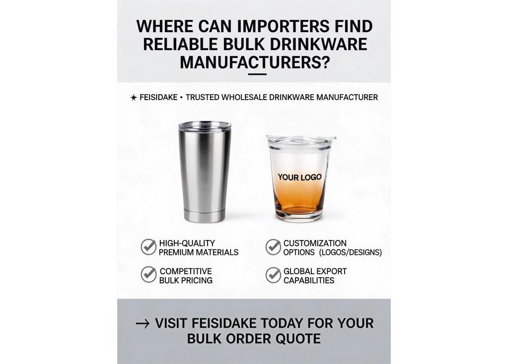 Where can importers find reliable manufacturers for bulk drinkware orders?