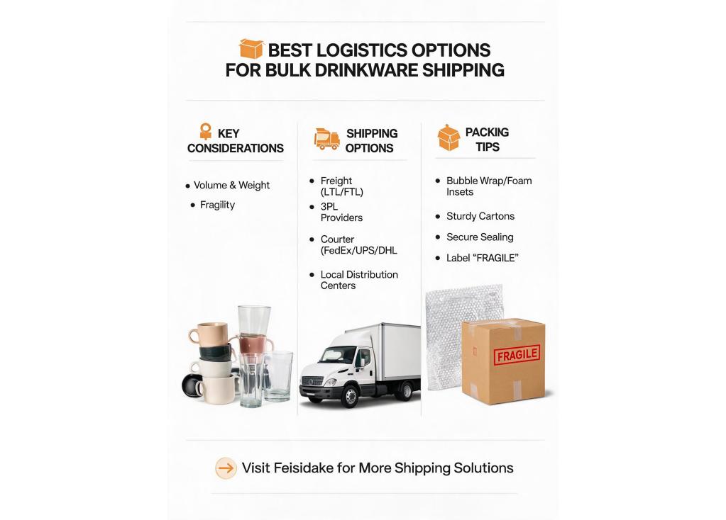 What are the best logistics options for shipping bulk drinkware orders?