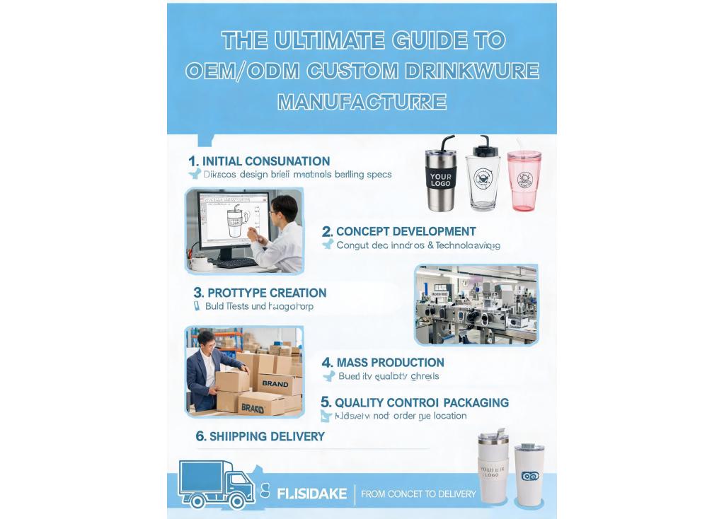 What is the typical OEM/ODM process for custom drinkware manufacturing?