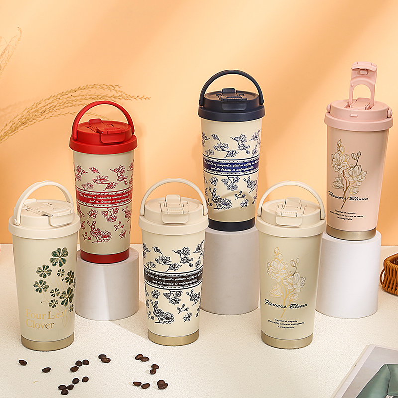 316 304 Stainless Steel Thermal Cup Ceramic Lid Double-Walled Portable Coffee Cup Two-Drink Design Gift