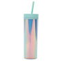 Wholesale Bulk 480ml 16oz Reusable Gradient Colorful Travel Coffee Mug Skinny Double Wall Plastic Tumblr Cup