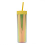 Wholesale Bulk 480ml 16oz Reusable Gradient Colorful Travel Coffee Mug Skinny Double Wall Plastic Tumblr Cup