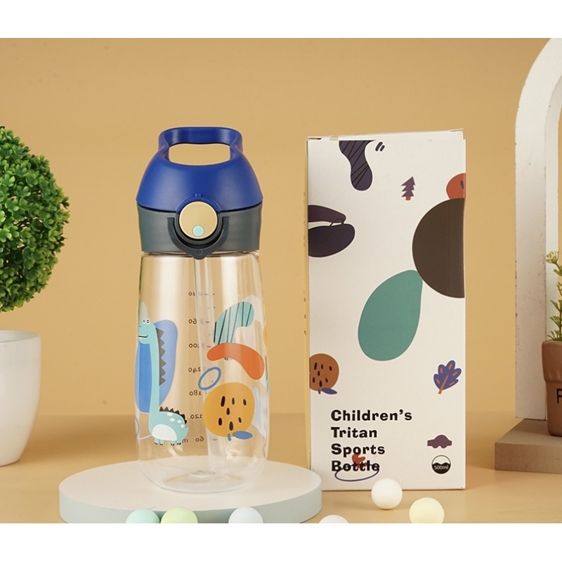 Wholesale 500ml Tritan Plastic Drinking Water Bottle Custom Plastic Cup Reusable Kids Plastic Water Bottle with Straw