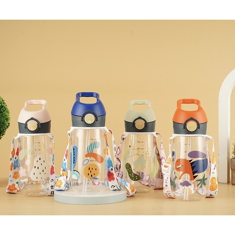 Wholesale 500ml Tritan Plastic Drinking Water Bottle Custom Plastic Cup Reusable Kids Plastic Water Bottle with Straw