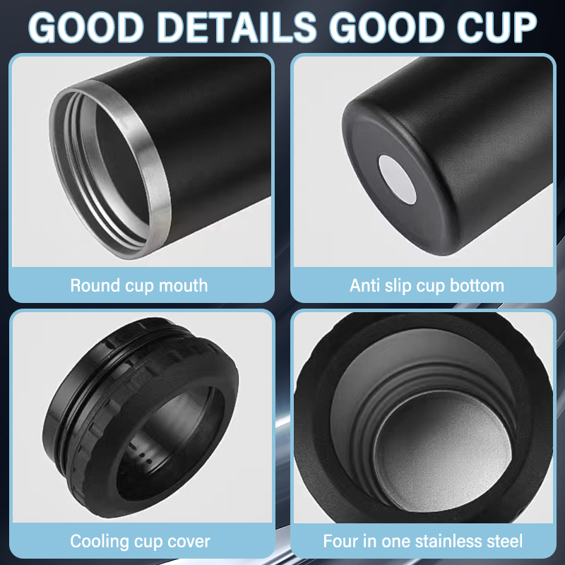 BORGE Custom Logo Double Covers 16oz 4 in 1 Stainless Steel Sublimation Can Cooler with 2 Lids Blanks Coffee Mugs