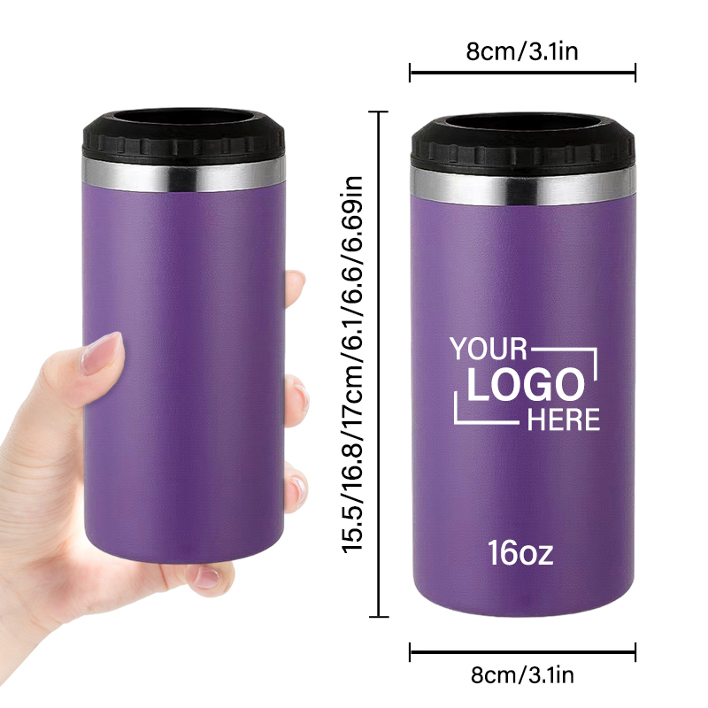 BORGE Custom Logo Double Covers 16oz 4 in 1 Stainless Steel Sublimation Can Cooler with 2 Lids Blanks Coffee Mugs