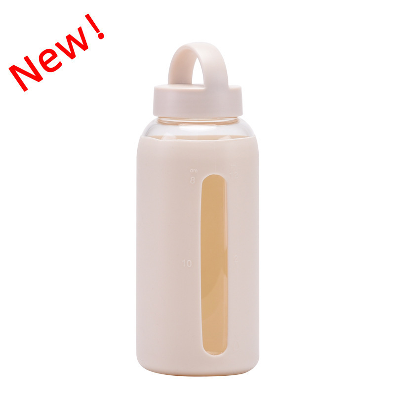 800ml Wholesale Clear Glass Water Bottle With Silicone Sleeve Outdoor Portable Water Cup