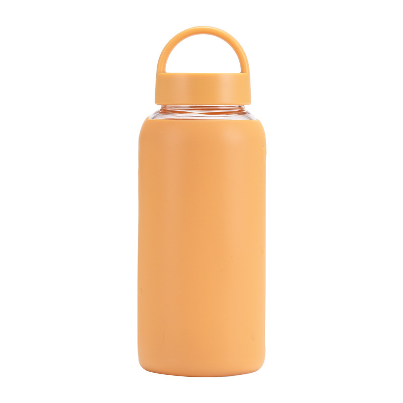 800ml Wholesale Clear Glass Water Bottle With Silicone Sleeve Outdoor Portable Water Cup