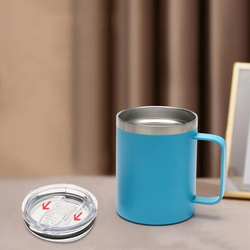 BORGE Wholesale 12oz Vacuum Insulated Tumbler Reusable Coffee Mugs With Slide Lid and Handle
