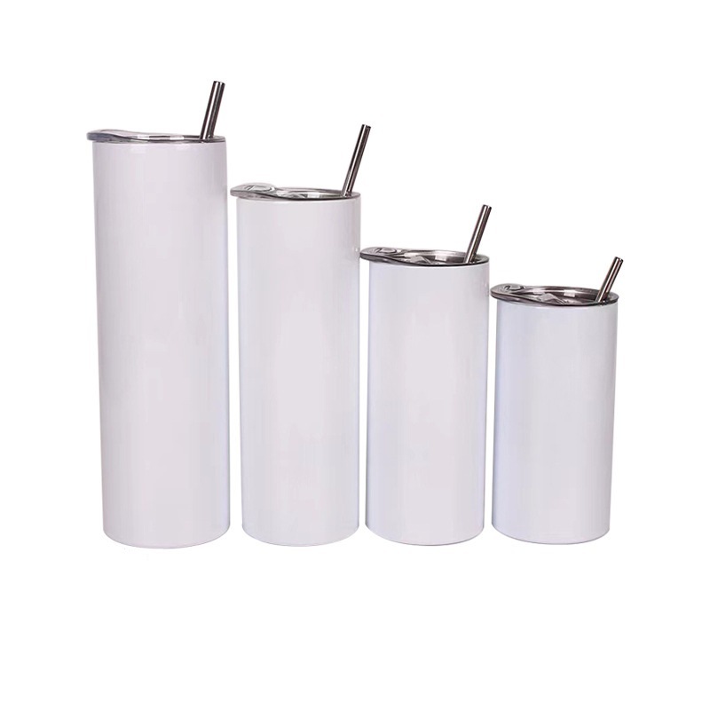BORGE 12oz/16OZ/20OZ/30OZ Double Wall Sublimation Stainless Steel Tumblers With Straw and Rubber Bottom